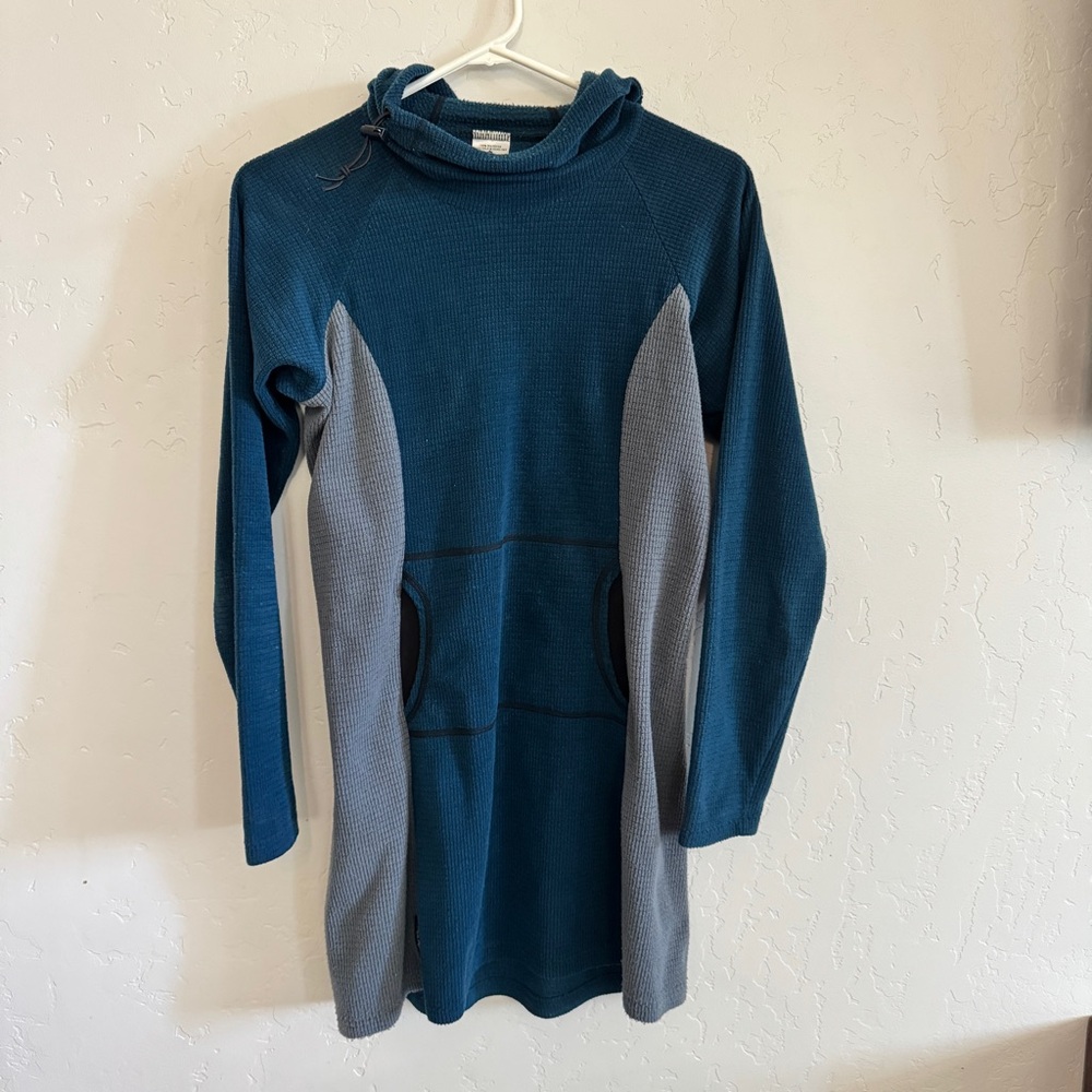 RARE Melanzana Women’s Small Blue and Gray Micro Grid Dress V1